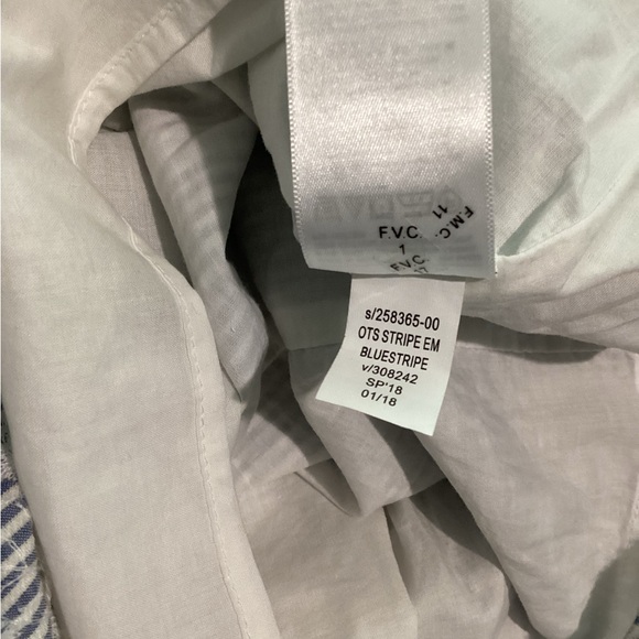 Women’s Banana Republic 100% Cotton Blue White Striped off the shoulder Dress 6 - Picture 7 of 7